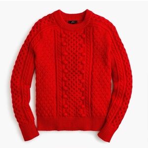 2018 Holiday J. Crew Popcorn Cable Knit Sweater Fire Red XS